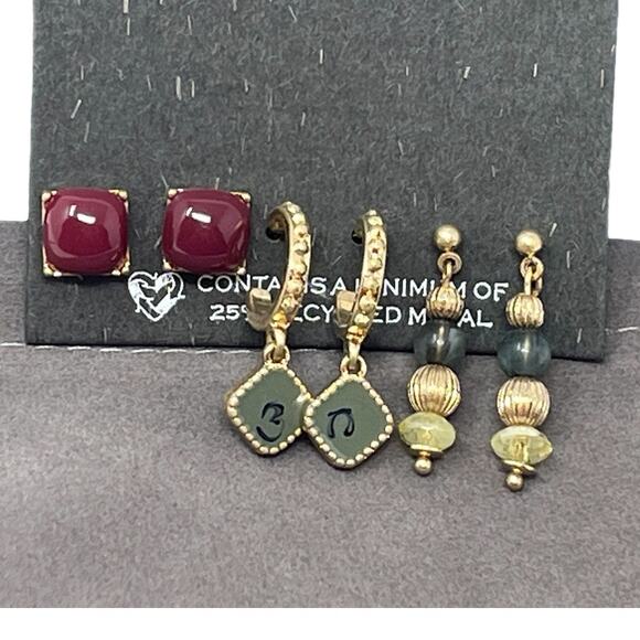 The Sak Earring Set | 3 Pairs | Studs, Hoops & Dangle Earrings NWT - Picture 2 of 4